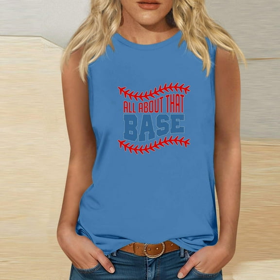 Wycnly Tank Top for Women Tank Tops Loose Fit Lightweigh Breathable Tank Tops Trendy Letter Print Sleeveless T-shirt Ladies Sleeveless Shirt
