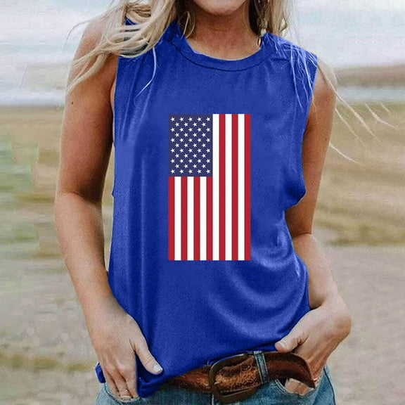 Wycnly Tank Top for Women Womens Workout Tops Loose Comfy Patriotic 4th of July Tops Cute Independence Day Graphics Sleeveless Shirts Girls Sleeveless Shirt