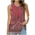 thumbnail image 1 of Wycnly Summer Saving Tank Top for Women Tank Tops Lightweight Loose Vintage Pleated Swing Tunic Tank 2024 Fashion Floral Print Sleeveless Top Girls Sleeveless Shirt, 1 of 3
