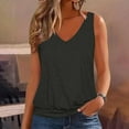 thumbnail image 1 of Wycnly Summer Tank Tops Floral Print V-Neck Sleeveless T Shirts for Women Fashion Pleated Swing Button Down Lightweight Tunic Vest Blouses Black l Under $5, 1 of 5