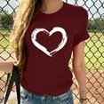 thumbnail image 1 of Wycnly Summer Tops for Women Summer Tee Tops Heart Shirts for Women Valentines Day Fashion Heart Print Tops Summer Ladies Girls Short Sleeve Round Neck Blouses, 1 of 7