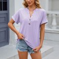 thumbnail image 1 of Wycnly Summer Tops for Women Tops for Women Trendy Breathable Comfy Roll Sleeve Button up Blouses Casual Solid Tees Ladies V-Neck Short Sleeve Tunic Top, 1 of 7