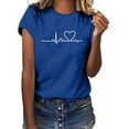 thumbnail image 1 of Wycnly Summer Tops for Women Summer Tops Womens Cute Tops Fashion ECG Graphics Print Basic Fit Tees Shirts Summer Ladies Round Neck Short Sleeve Comfy Blouses, 1 of 7