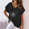 thumbnail image 1 of Wycnly Summer Tops for Women Summer Tops Loose Breathable Comfy Cotton Linen Tees Cute Dandelion Print T Shirts Girls V-Neck Short Sleeve Shirt Top, 1 of 4