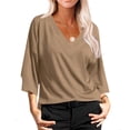 thumbnail image 1 of Wycnly Summer Tops for Women Workout Tops for Women Breathable Comfy Loose Pullover Top 2026 Casual Solid T Shirt Girls V-Neck 3/4 Sleeve Blouses, 1 of 6