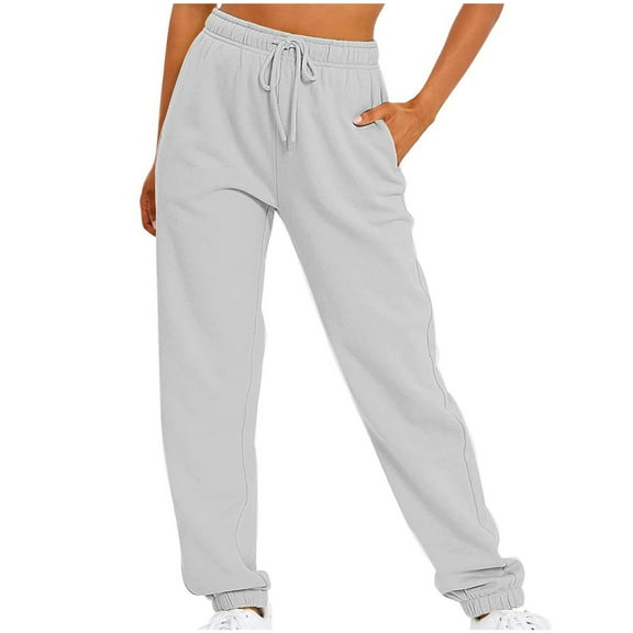Wycnly Sweatpants for Women Women's Sweatpants Casual Pocket Drawstring Elastic Waist Sports Workout Long Pants Solid Comfy Jogger Pants Trousers with Pocket Under $5