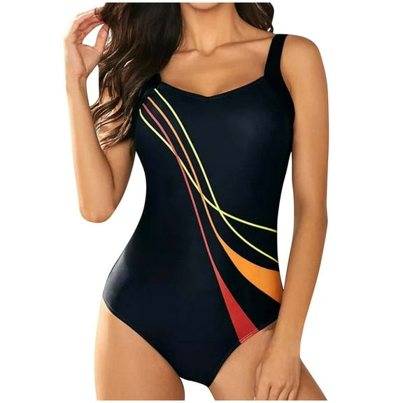 Wycnly Swimsuits for Women Juniors Swimsuits for Women Womens Bathing Suit One Piece Swimsuit Womens Strap Swimwear Summer Beach Party Fashion Striped Print Slim One Piece Bathing Suit