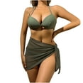 thumbnail image 1 of Wycnly Swimsuits for Women Three Piece Swimsuits for Women Womens Bathing Suit Bikini Set Sexy Deep V Neck Push up Bikini with Trunks and Skirt Cover up Girls Summer Swimwear Sets, 1 of 6