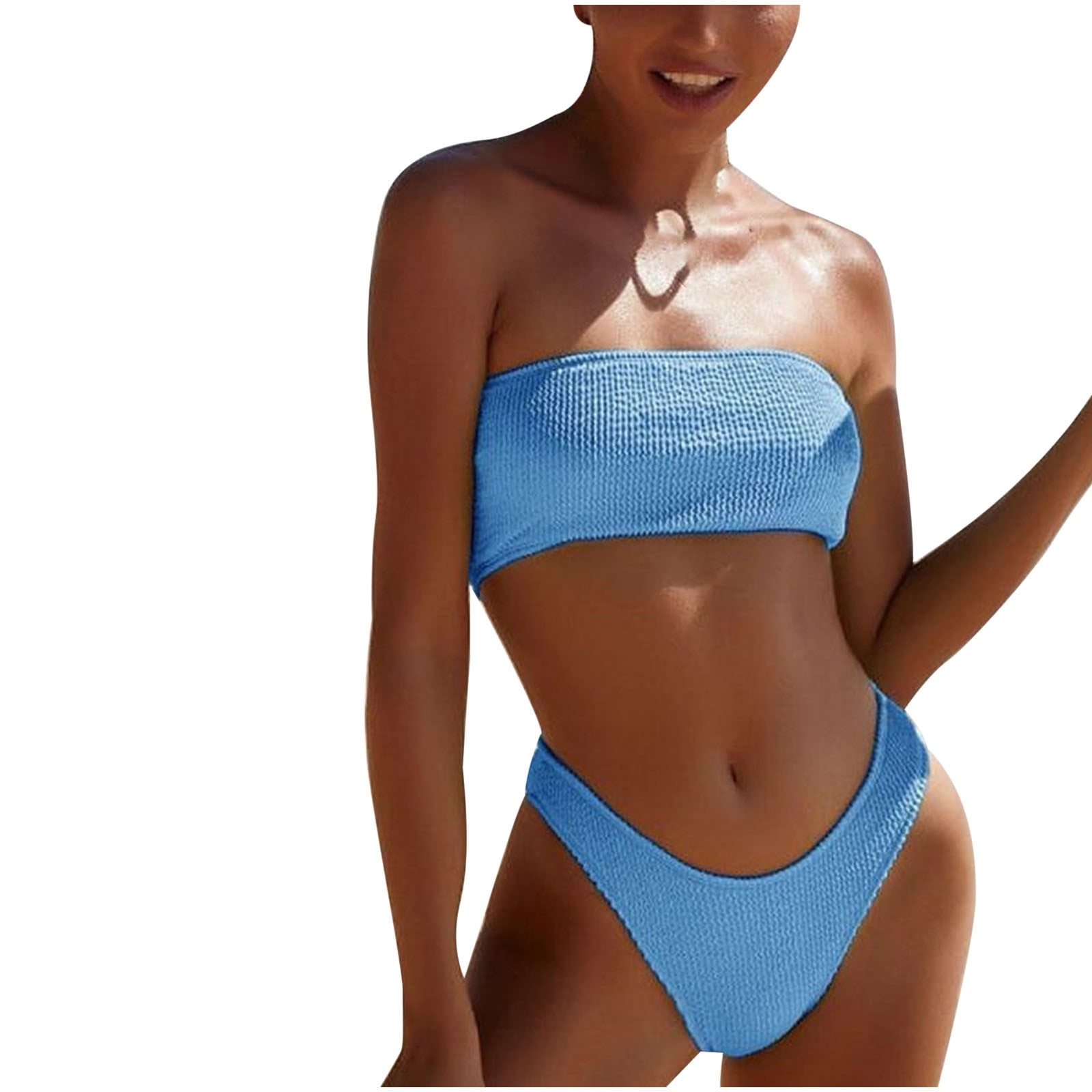 Two Piece Knitted Bathing Suit Top Handmade Crochet Push-Up Bikini Set