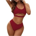 thumbnail image 1 of Wycnly Swimsuits for Women Two Piece Swimsuits for Women Womens Bathing Suit Bikini Set Summer Ladies Fashion Hollowed High Waist Swimwear Sets Casual Solid Beachwear, 1 of 6