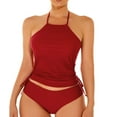 thumbnail image 1 of Wycnly Swimsuits for Women Two Piece Swimsuits for Women Womens Bathing Suit Bikini Set Strap Halter Tankini Sets with Drawstring Summer Beach Solid Swimwear with Trunks, 1 of 7