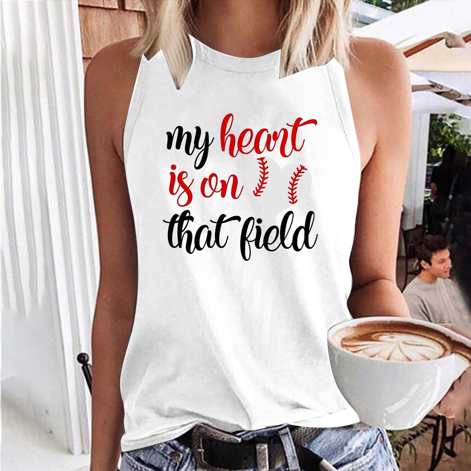 printed racerback tank tops