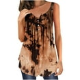 thumbnail image 1 of Wycnly Tank Top for Women Floral Print Summer V-Neck Sleeveless T Shirts Button Pleated Swing Tunic Blouses Breathable Henley Shirts Vest Brown s Under $5, 1 of 3