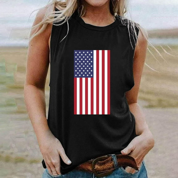 Wycnly Tank Top for Women Gym Tops for Women Loose Comfy Patriotic 4th of July Tops Trendy Independence Day Graphics Sleeveless Shirts Ladies Sleeveless Shirt