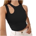 thumbnail image 1 of Wycnly Tank Top for Women Plain Summer Crewneck Sleeveless T Shirts Sexy Hollowed Solid Knitted Ribbed Slim Fit Blouse Vest Black m Under $5, 1 of 7