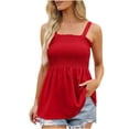 thumbnail image 1 of Wycnly Tank Top for Women Plain Summer Square Neck Sleeveless T Shirts Beach Elastic Waist Flowy Swing Strap Chiffon Blouse Vest Wine s Under $5, 1 of 5