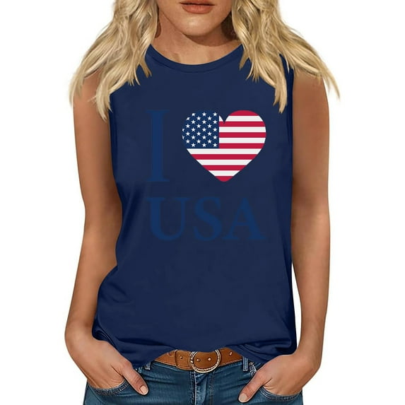 Wycnly Tank Top for Women Summer Tops for Women 2025 Comfy Loose Fourth of July Patriotic Shirts Trendy Independence Day Print Sleeveless Tops Ladies Sleeveless Shirt