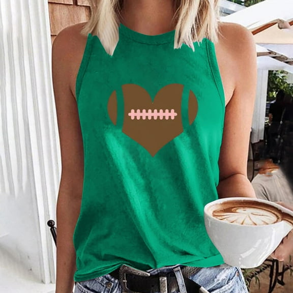 Wycnly Tank Top for Women Tank Top for Women Classic Basic Fit Breathable Comfy Tank Tops Casual Heart Print Sleeveless Tee Tops Ladies Sleeveless Shirt