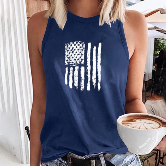 Wycnly Tank Top for Women Tank Tops Women Comfy Loose Independence Day 4th of July Patriotic Tank Tops 2025 Fashion US Flag Print Sleeveless Tops Ladies Sleeveless Shirt