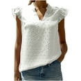 thumbnail image 1 of Wycnly Tank Top for Women White Tank Top Comfy Lightweight Chiffon Jacquard Ruffle Layer Blouses Trendy Solid Sleeveless T Shirt Ladies Sleeveless Shirt, 1 of 4