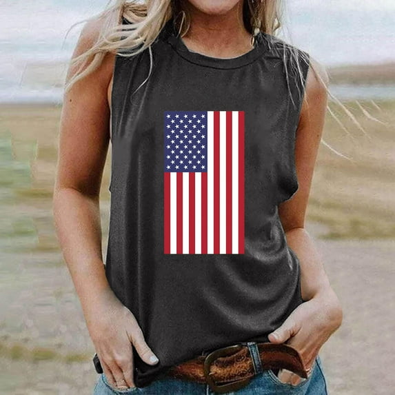 Wycnly Tank Top for Women White Tank Top Loose Comfy Patriotic 4th of July Tops Fashion Independence Day Graphics Sleeveless Tee Shirts Ladies Sleeveless Shirt