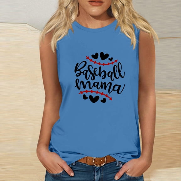 Wycnly Tank Top for Women Summer Tops for Women Lightweigh Breathable Loose Fit Tank Tops Casual Letter Print Sleeveless Tops Girls Sleeveless Shirt