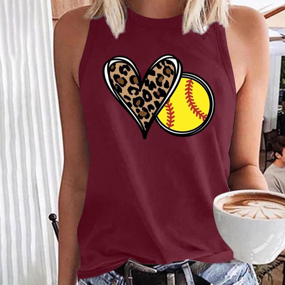 Wycnly Tank Top for Women Tank Top Breathable Comfy Basic Fit Tank Blouses 2025 Casual Heart Print Sleeveless Shirts Girls Sleeveless Shirt