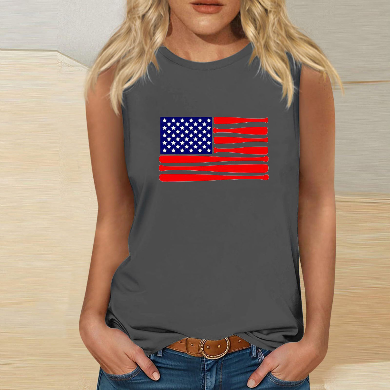 Women's American Flag Criss-Cross Back Tank Top - Patriotic Sleeveless Shirt For 4th Of July, Summer - View #5