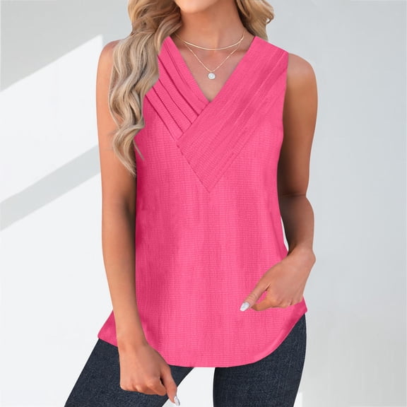 Wycnly Tank Top for Women Tank Top for Women Lightweight Comfy Tunic Tank Blouses Fashion Solid Sleeveless Tees Ladies Sleeveless Shirt