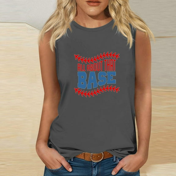 Wycnly Tank Top for Women Tank Tops Loose Fit Lightweigh Breathable Tank Tops Trendy Letter Print Sleeveless Top Ladies Sleeveless Shirt