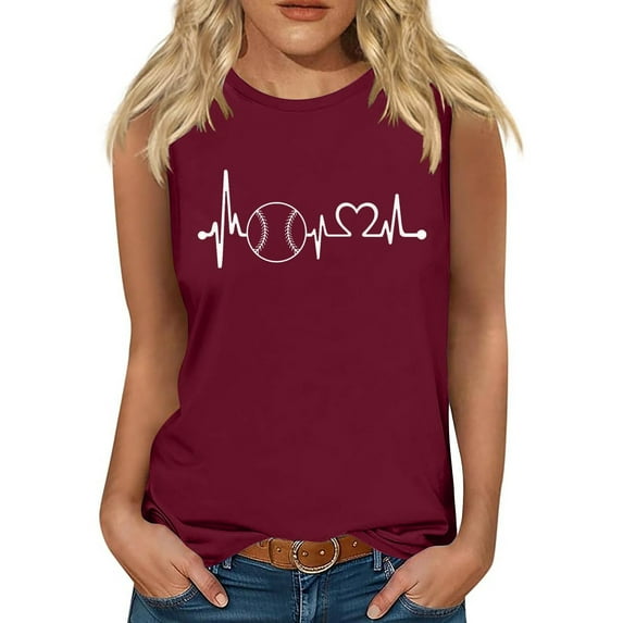Wycnly Tank Top for Women Womens Summer Tops Breathable Comfy Loose Classic Tank Top Cute ECG Print Sleeveless Shirts Girls Sleeveless Shirt