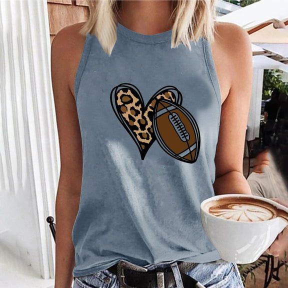 Wycnly Tank Top for Women Womens Workout Tops Breathable Loose Fit Classic Tank Tops 2025 Casual Heart Print Sleeveless Top Ladies Sleeveless Shirt