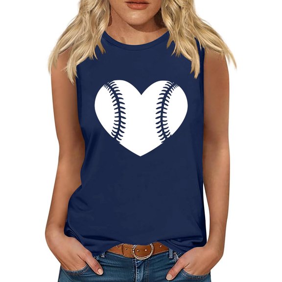 Wycnly Tank Top for Women Workout Tops for Women Breathable Comfy Loose Classic Tank Top Cute Heart Print Sleeveless Tees Ladies Sleeveless Shirt