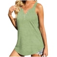 thumbnail image 1 of Wycnly Tank Tops Solid V-Neck Sleeveless T Shirts for Women Casual Button Down Soft Breathable Workout Tunic Vest Blouse Green XXL Clearance Clothes, 1 of 5