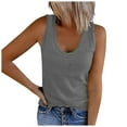 thumbnail image 1 of Wycnly Tank Tops Solid V-Neck Sleeveless T Shirts for Women Plus Size Casual Knitted Ribbed Basic Vest Blouses Gray S Clearance Clothes, 1 of 6