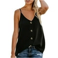 thumbnail image 1 of Wycnly Tank Tops for Women Casual Button Down Loose Fit Spaghetti Strap Tops Camisole Tank Summer Solid V-Neck Sleeveless Shirts Fashion Blouses Black l, 1 of 7