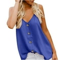 thumbnail image 1 of Wycnly Tank Tops for Women Casual Button Down Loose Fit Spaghetti Strap Tops Camisole Tank Summer Solid V-Neck Sleeveless Shirts Fashion Blouses Blue XL, 1 of 7