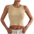 thumbnail image 1 of Wycnly Tank Tops for Women Soft Knitted Ribbed Sexy Slim Fit Going out Cropped Tops Vest Summer Solid Round Neck Sleeveless Shirts Fashion Blouses Beige m, 1 of 7