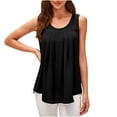 thumbnail image 1 of Wycnly Tank Tops for Women Loose Casual Solid Pleated Swing Tunic Tank Tops Summer Plain Crewneck Sleeveless Shirts Fashion Blouses Black m, 1 of 4