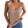 thumbnail image 1 of Wycnly Tank Tops for Women Sexy Slim Fit Knitted Hollowed Metal Strap Vest Summer Solid Round Neck Sleeveless Shirts Fashion Blouses Khaki m, 1 of 7