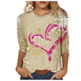 thumbnail image 1 of Wycnly Valentines Day Shirts Women 3/4 Sleeve Shirts for Women Valentines Day Trendy Heart Graphics Print Pullover Spring Lightweight Ladies Crewneck Blouses Tops Weekly, 1 of 5