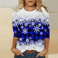 thumbnail image 1 of Wycnly Winter Tee Tops for Women Womens Christmas Shirts Merry Xmas Round Neck Lightweight Ladies Pullover Blouses Casual Snowflake Print Tee Tops Fall 3/4 Sleeve Tops, 1 of 5