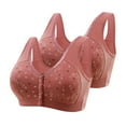 thumbnail image 1 of Wycnly Wireless Bras for Women 2pcs Plus Size Front Closure Lace Trim Daily Bralette Elder Seamless Full Coverage Full Figure Bras Lace Bra Summer Saving Bras, 1 of 5