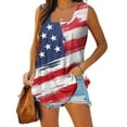thumbnail image 1 of Wycnly Womens 4th of July Tank Tops Casual Pleated Hem Shirts Independence Day Tunic Vest Summer Fashion Star USA Flag Print Square Neck Sleeveless Blouse Red m, 1 of 4