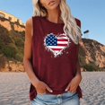 thumbnail image 1 of Wycnly Womens 4th of July Tank Tops Comfy Loose Fit Independence Day Patriotic Graphics Shirts Vest Summer Fashion American Flag Heart Print Round Neck Sleeveless Blouse Wine xl, 1 of 4
