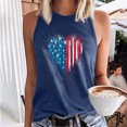 thumbnail image 1 of Wycnly Womens 4th of July Tank Tops Comfy Loose Fit Independence Day Patriotic Vest Shirts Summer Fashion Heart US Flag Print Round Neck Sleeveless Blouse Navy l, 1 of 5
