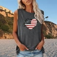 thumbnail image 1 of Wycnly Womens 4th of July Tank Tops Comfy Loose Independence Day Patriotic Shirts Vest Summer Fashion American Flag Heart Print Crewneck Sleeveless Blouse Gray xxl, 1 of 4