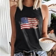 thumbnail image 1 of Wycnly Womens 4th of July Tank Tops Independence Day Patriotic Loose Comfy Racerback Shirts Vest Summer Fashion American Flag Print Round Neck Sleeveless Blouse Black l, 1 of 5