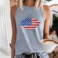 thumbnail image 1 of Wycnly Womens 4th of July Tank Tops Independence Day Patriotic Regular Fit Racerback Shirts Vest Summer Fashion Lips Flag Print Crewneck Sleeveless Blouse Gray s, 1 of 5