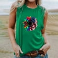 thumbnail image 1 of Wycnly Womens 4th of July Tank Tops Loose Fit Racerback Vest Independence Day Patriotic Tshirts Summer Fashion Sunflower American Flag Print Round Neck Sleeveless Blouse Green xxl, 1 of 6